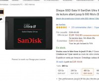 Bonne affaire Disque SSD de 480go à 104.9 euros