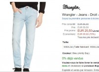 Super affaire : jeans wrangler pour hommes à 25.5 euros