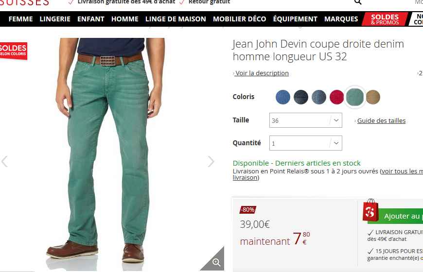jeans hommes