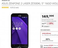 Moins de 150 euros le smartphone asus zenfone ( 2go de ram , 16go espace de stockage)