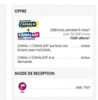Abonnement canalplus+ canalsat cinema à 25 euros par mois pendant 6 mois et 200 euros offerts