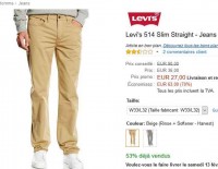 Mega affaire : jeans droit levis hommes à moins de 24 euros faire vite