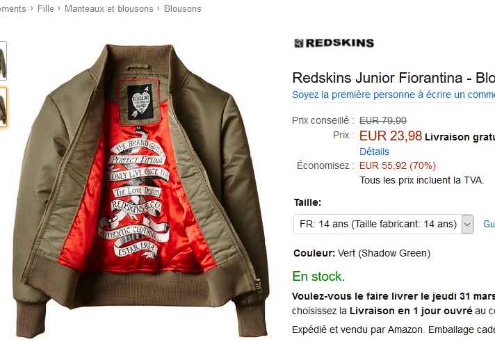 Bonne Affaire Pour Un Blouson Redskins Pour Filles A 24 Euros