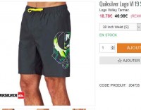 Bon prix boardshort hommes billabong et quiksilver à moins de 19 euros