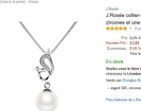 Collier en argent avec perle à 10 euros