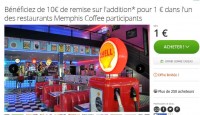 Réduction Restaurant Memphis coffee : 1 euro   le bon de réduction de 10 euros …