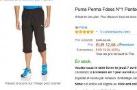 Bon prix pantacourt Puma Hommes à 12 euros ( M , L , XL)