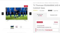 Bon prix TV : smart tv 4K 55 pouces thomson qui revient à 540 euros