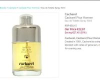 PARFUM POUR HOMMES PAS CHER : Cacharel 50ml à 23€ ( 60 dans les grandes parfumeries)