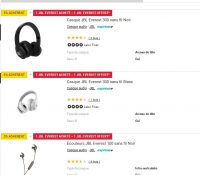 Bonne affaire casques audio JBL EVEREST : un acheté = un offert
