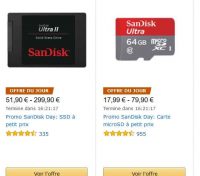Bon plan carte mémoire et disque SDD Sandisk en vente flash le 19 mai sur amazon