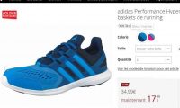 Chaussures de running adidas pour femmes pas cheres à 17.5€ port inclus