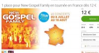 Tournée New Gospel Family : billets à prix réduits ( 12€ au lieu de 20)
