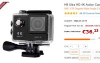 Caméra Action wifi 4K à 36€ port inclus