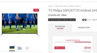 Bon plan Tv 55 pouces, 4K , 3D Philips à 899€