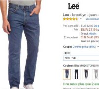 Super affaire : Jeans hommes Lee Brooklyn à 27€ port inclus