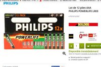 Imbattables : 12 piles AAA Philips à 0.6€ (retrait conforama )