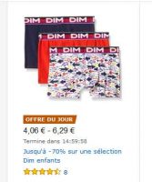 Super affaires sous vetements Dim pour enfants ( 3 boxers garçons pour 4€ par exemple)