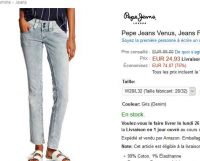 Bonne affaire pour un jeans pepe jeans pour femmes entre 25 et 30€ (du w25 au w30)