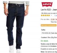 Bonne affaire Jeans Levis 522 hommes à 34.5€ (et meme 53€ les deux )