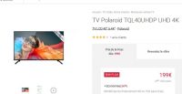 Mega Affaire : TV 4K 40 pouces à 199€