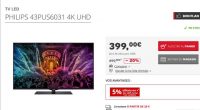 Bon prix TV 4K PHilips 43 pouces à 399€ ( +20€ de bons d’achats)