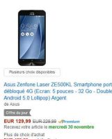 Bonne affaire smartphone : ASUS ZENFONE 2go de ram , 32go de rom à 129€