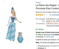 Jouet : Poupée reine des neiges Elsa couleur royale à 7€ ( voire meme 6)
