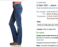 Bon plan jeans femmes GSTAR 3301 Bootcut à moins de 35€