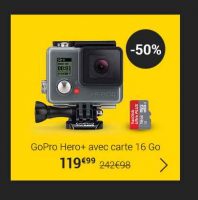 Caméra sportive GOPRO HERO+ à 120€ avec une carte mémoire