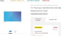 Bon plan TV Thomson 55 pouces 4K qui revient à 500€ ( fnac adherent)