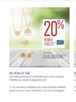 Bon plan BIJOUX : 20% sur la carte fidélité  chez carrefour du 18 au 21 mai