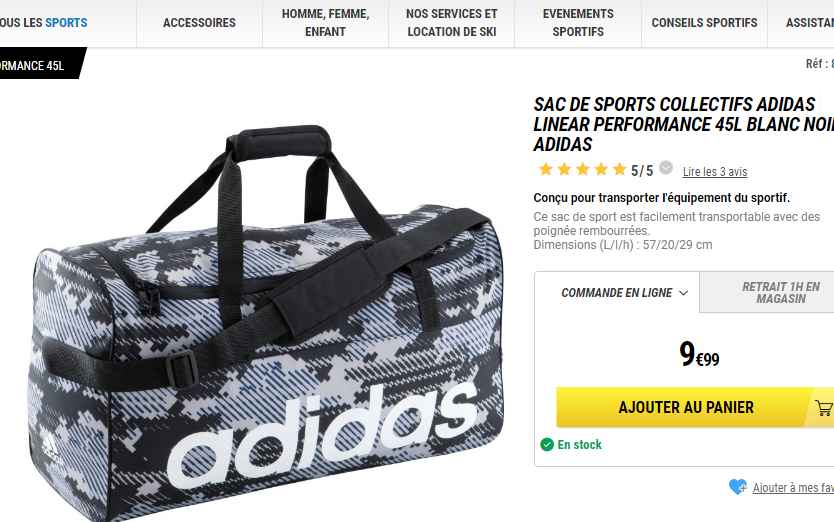 adidas linear performance 45l