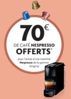 Bon plan Nespresso :  70€ offerts en capsules pour l’achat d’une machine (à partir de 63€)
