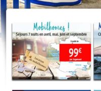 Locations en mobil homes à partir de 99€ en avril , mai , juin et septembre  : auchan voyage