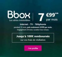 Offre Bouygues BBOX à 7.99€ pendant 12 mois (22.99 apres ) engagement 2 ans