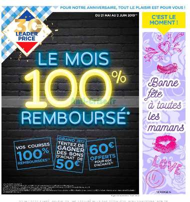 leader price 100% remboursés 21 mai