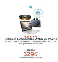 Bonne affaire pack PC PORTABLE HP core i3 + imprimante pour 299€