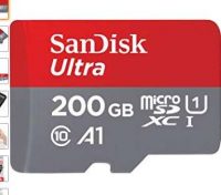 Moins de 27€ la carte mémoire micro sd Sandisk 200go