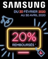Offre Samsung: 20% de remboursés sur une sélection de tv