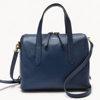 Soldes  Fossil : 57€ le sac en cuir Sydney bleu
