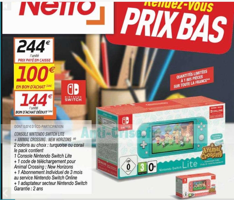 La console Nintendo Switch Lite + Animal Crossing pas chère à 144€