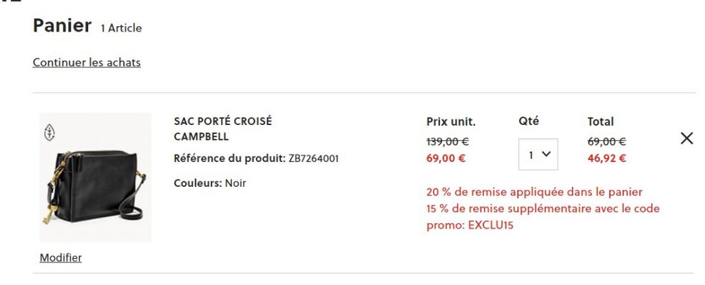 fossil campbell panier