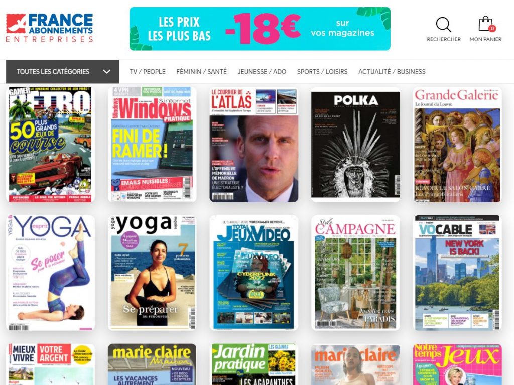 abonnements magazines pas cher avec 18€ de réduction chez France ABonnement kiosque Fae