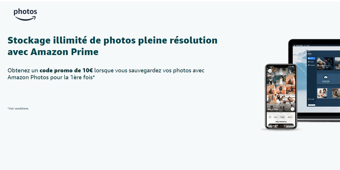 Amazon code de réduction de 10€ en instalant Amazon Photos