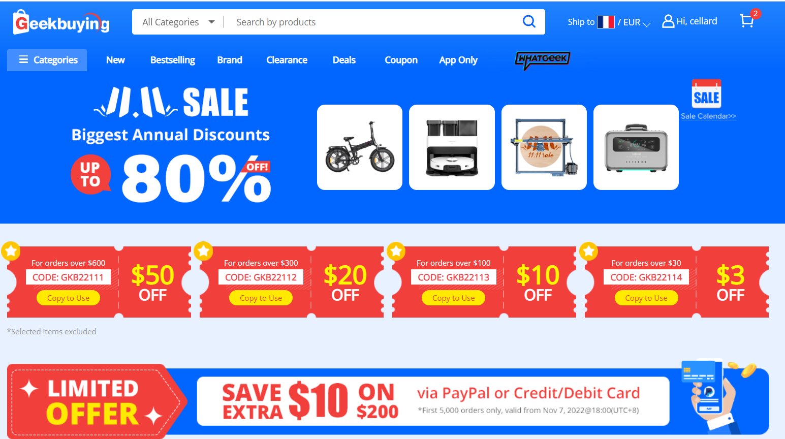 GeekBuying Single Day : code promo + ventes flash