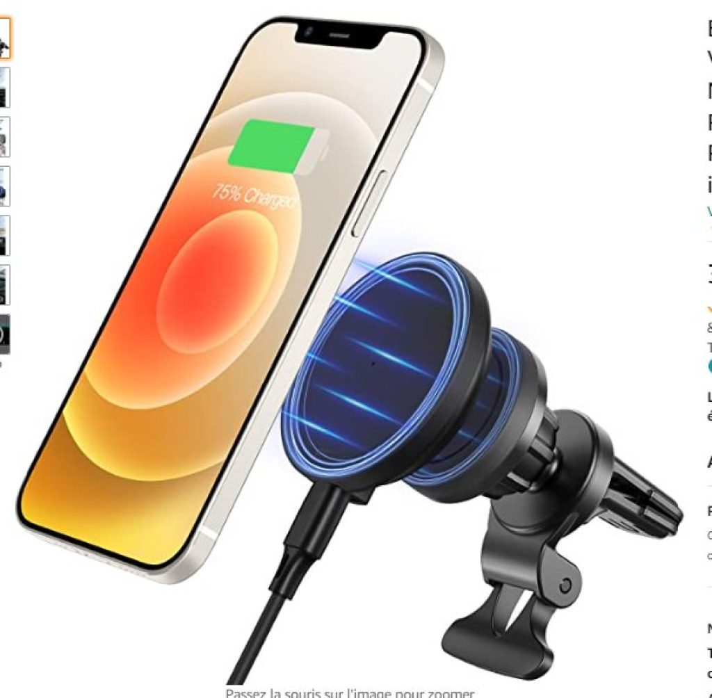support magnetique charge induction pour iphone