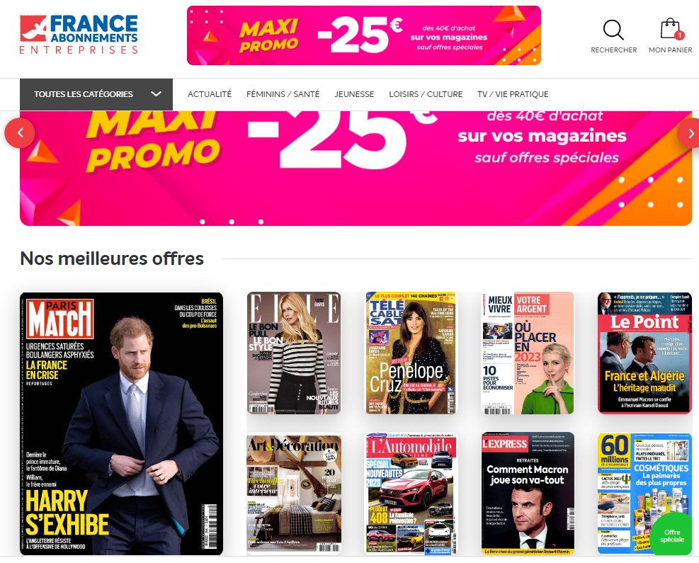 25 euros de reduction france abonnement , magazines pas cher 