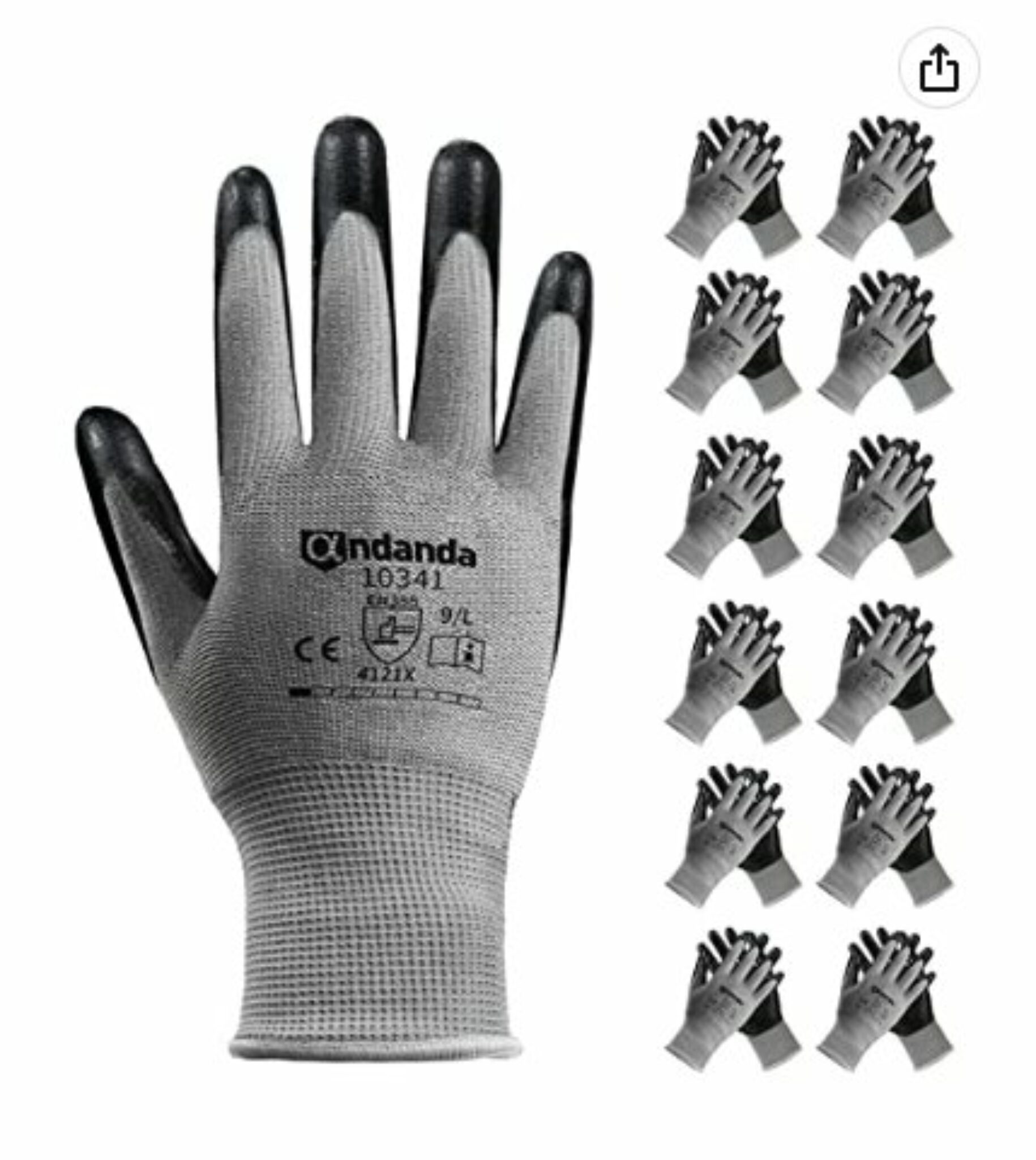 Paquet de 12 paires de gants à écran tactile PU LR15 Noir S - Taille 7 | Leroy Merlin