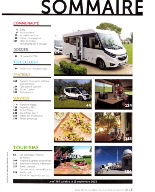camping car magazine sommaire